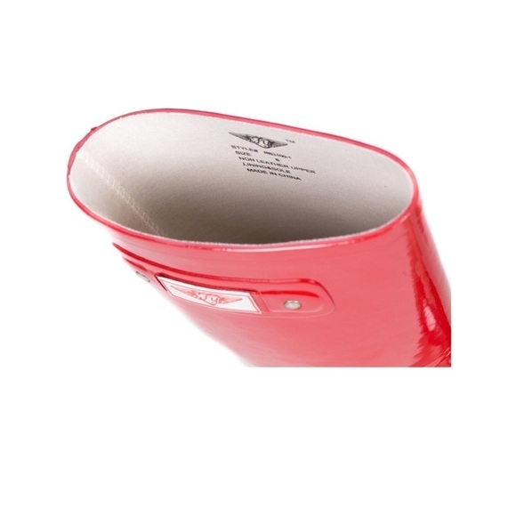 Women Wedge Rubber Rain Boots, Red Garden Rainboots, NEW - Picture 4 of 5